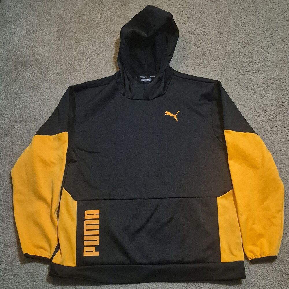 Puma Black and Yellow Training Hoodie Mens Size XL